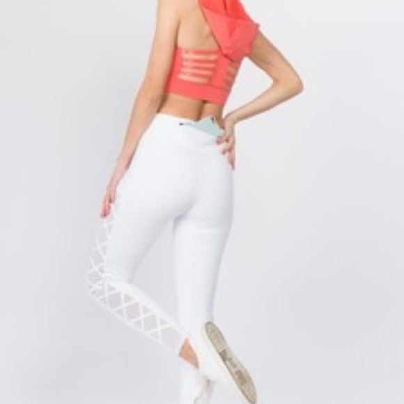 NEW Side Lace-up Mesh Workout Leggings - Picture 6 of 8